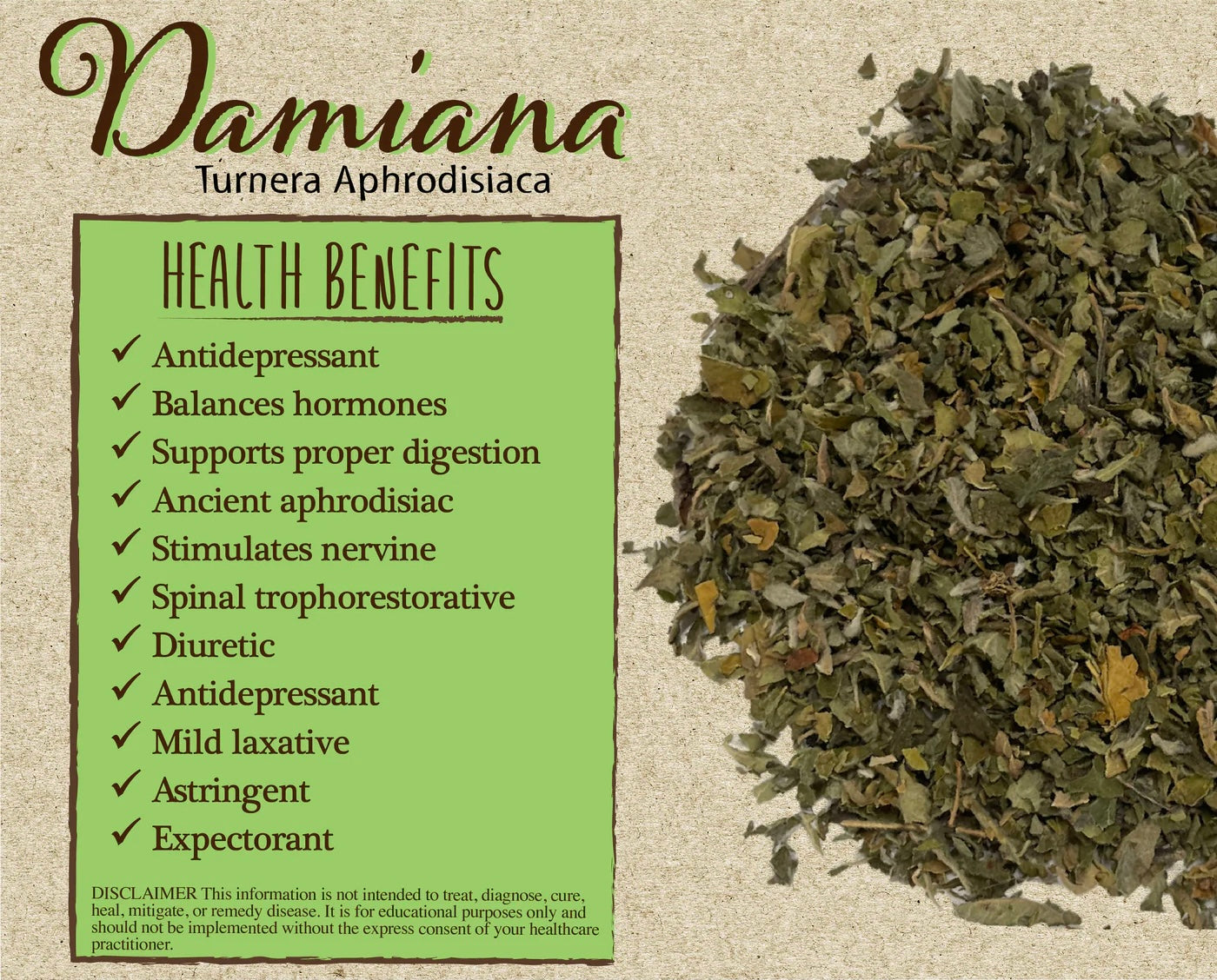 Organic Damiana Herb Dried Bulk Tea